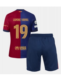 Otroški Nogometna dresi replika Barcelona Lamine Yamal #19 Domači 2024-25 Kratek rokav (+ hlače)